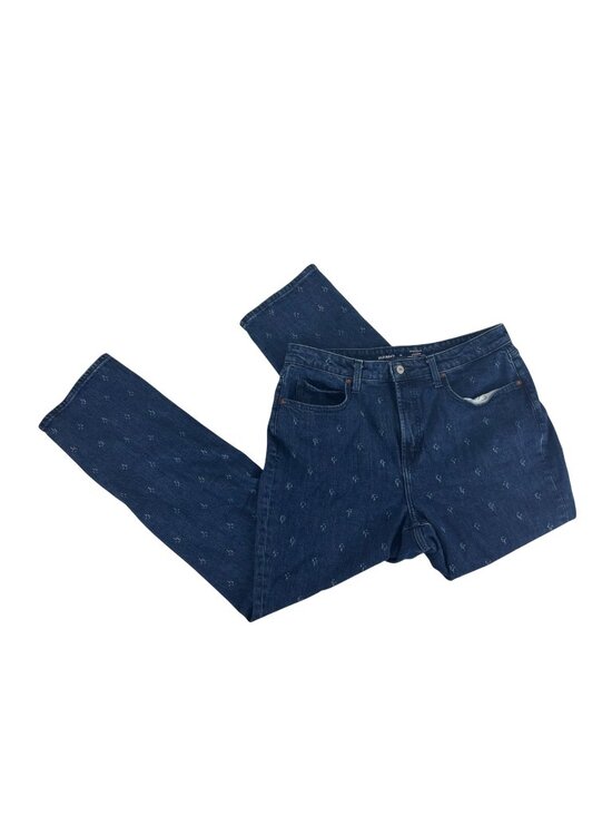 Old Navy Denim - Old Navy Extra Hi-Rise Curvy Straight Jeans Womens 12 Blue Denim With Floral Emb